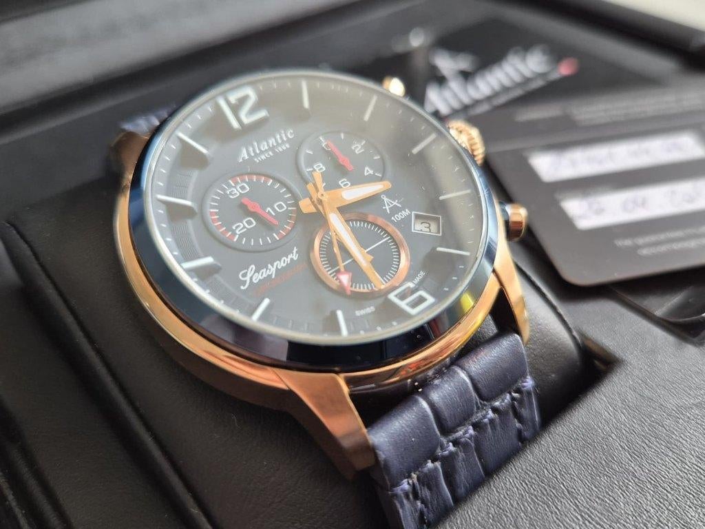Atlantic Seasport Chronograph 87461.44.55 Sapphire Glass, Sieraden, Tassen en Uiterlijk, Horloges | Heren, Overige merken, Polshorloge