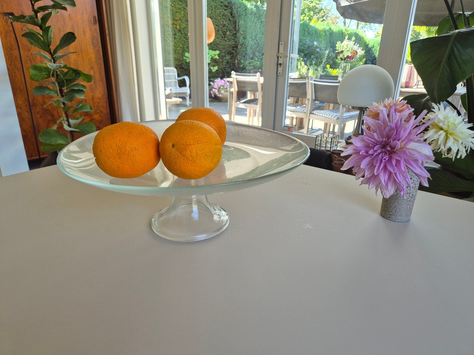 Glazen taartschaal/fruitschaal 37 cm doorsnee, Huis en Inrichting, Keuken | Servies, Ophalen of Verzenden, Overige stijlen, Glas