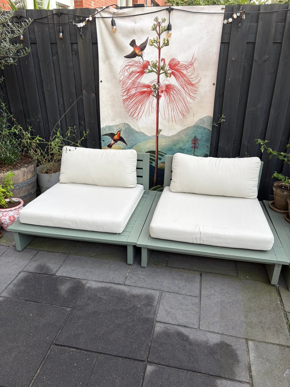 Acacia houten loungeset, Gebruikt, Loungeset, Bank, Hout