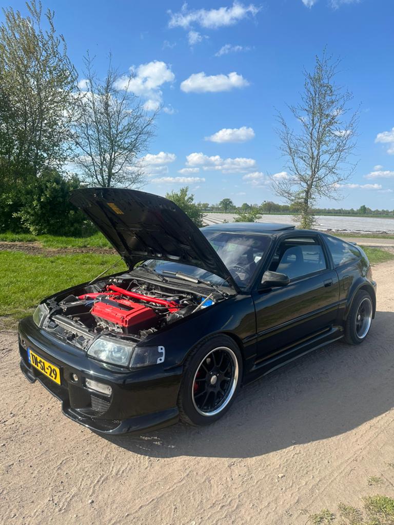 Honda CRX EE8 Vtec U9 1991 B16A1 150pk, Auto's, Honda, Voorwielaandrijving, Zwart, 4 cilinders, Leder en Stof