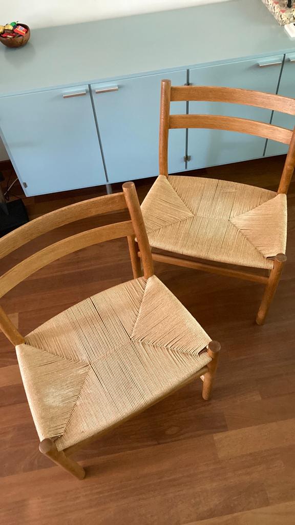 Hans Wegner CH47 stoelen, Huis en Inrichting, Ophalen, Deens Design '50, Gebruikt, Twee