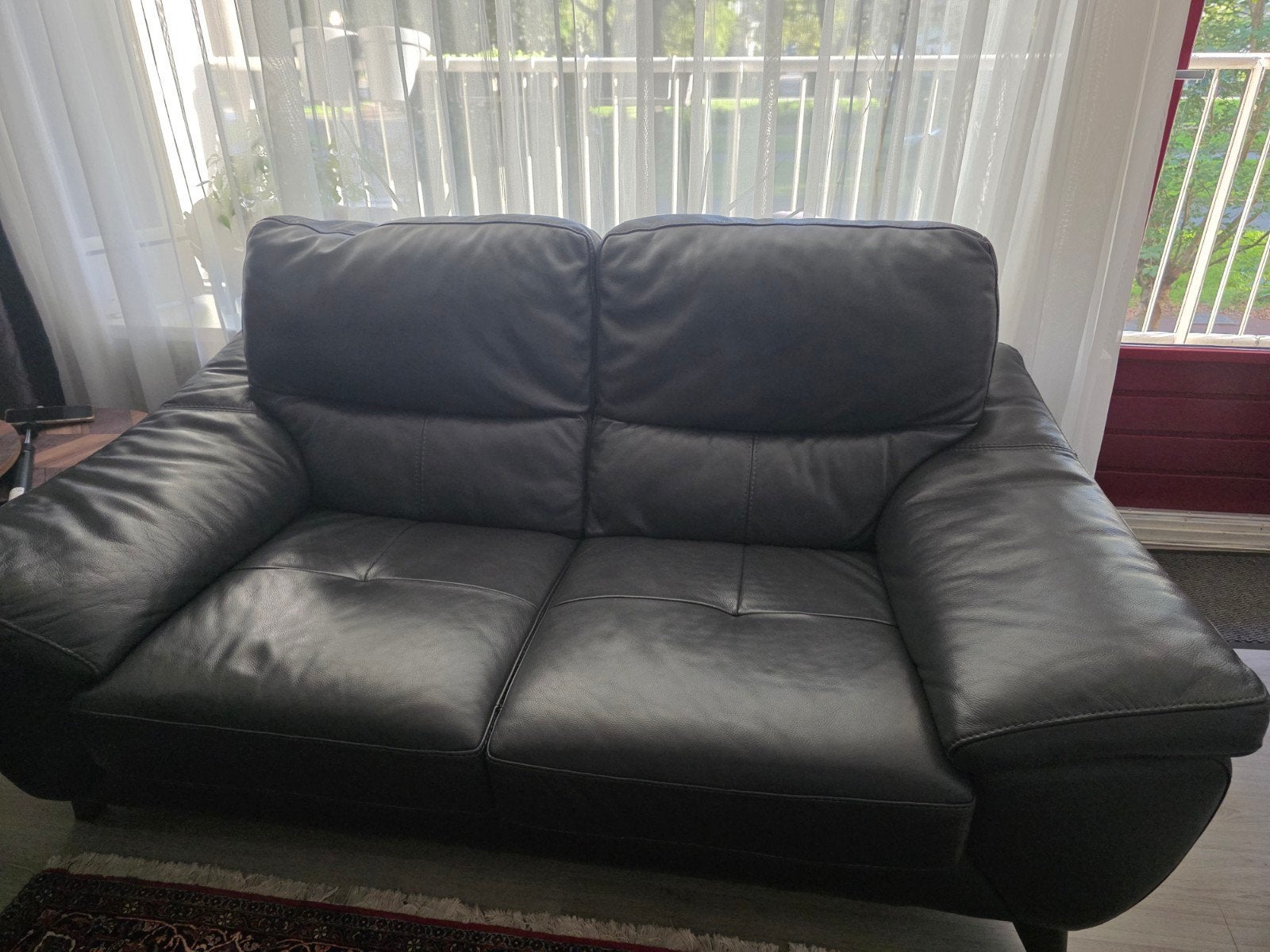 Antraciet , echte leren banken., Ophalen, Gebruikt, 75 tot 100 cm, Leer