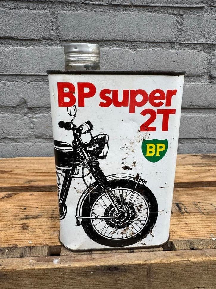 Vintage BP Super 2T Olieblik - Zeldzaam!, Gebruikt, Gebruiksvoorwerp, ., Ophalen of Verzenden