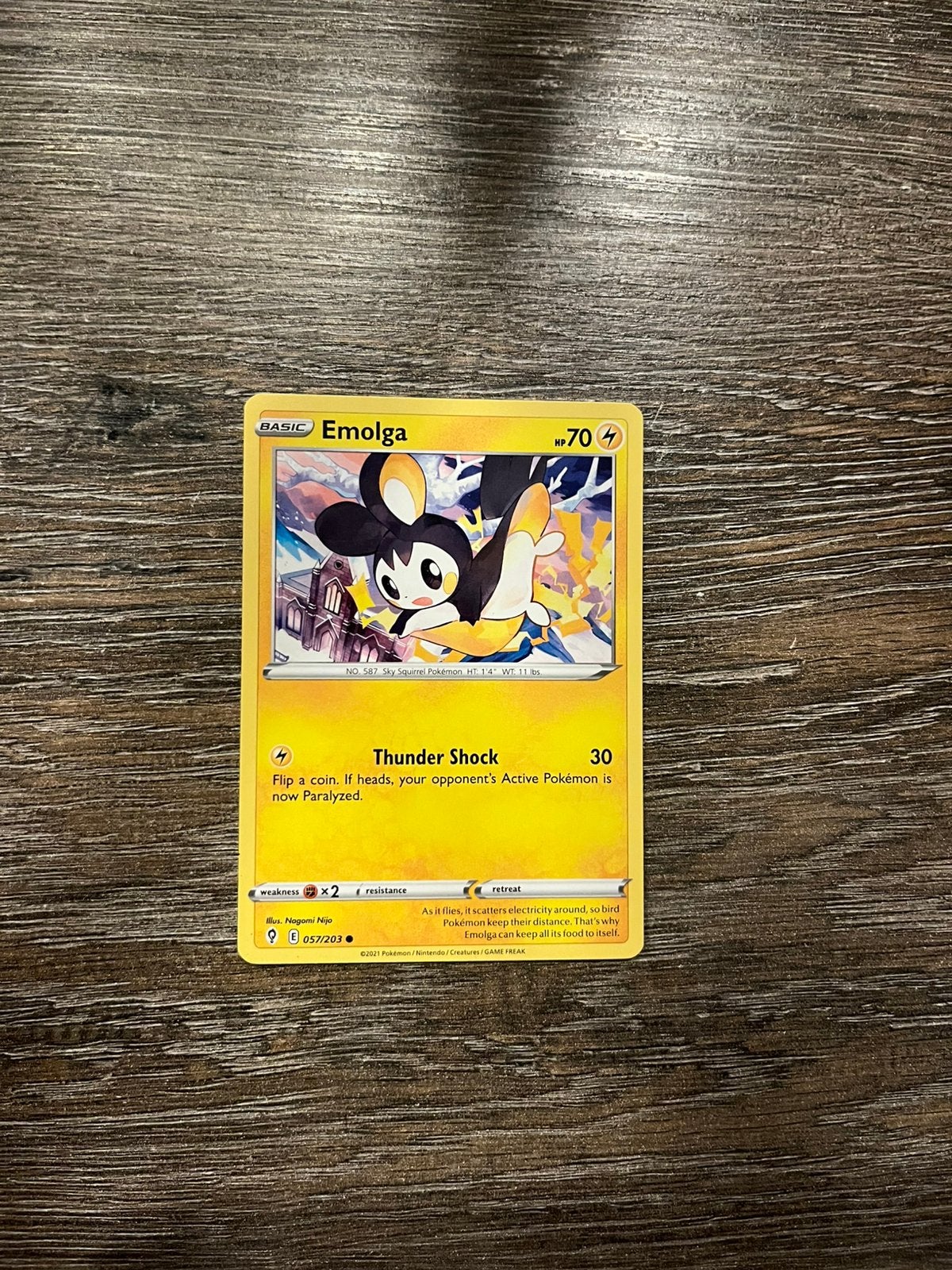 Emolga EVS 057/203, Hobby en Vrije tijd, Verzamelkaartspellen | Pokémon, Ophalen of Verzenden, Zo goed als nieuw