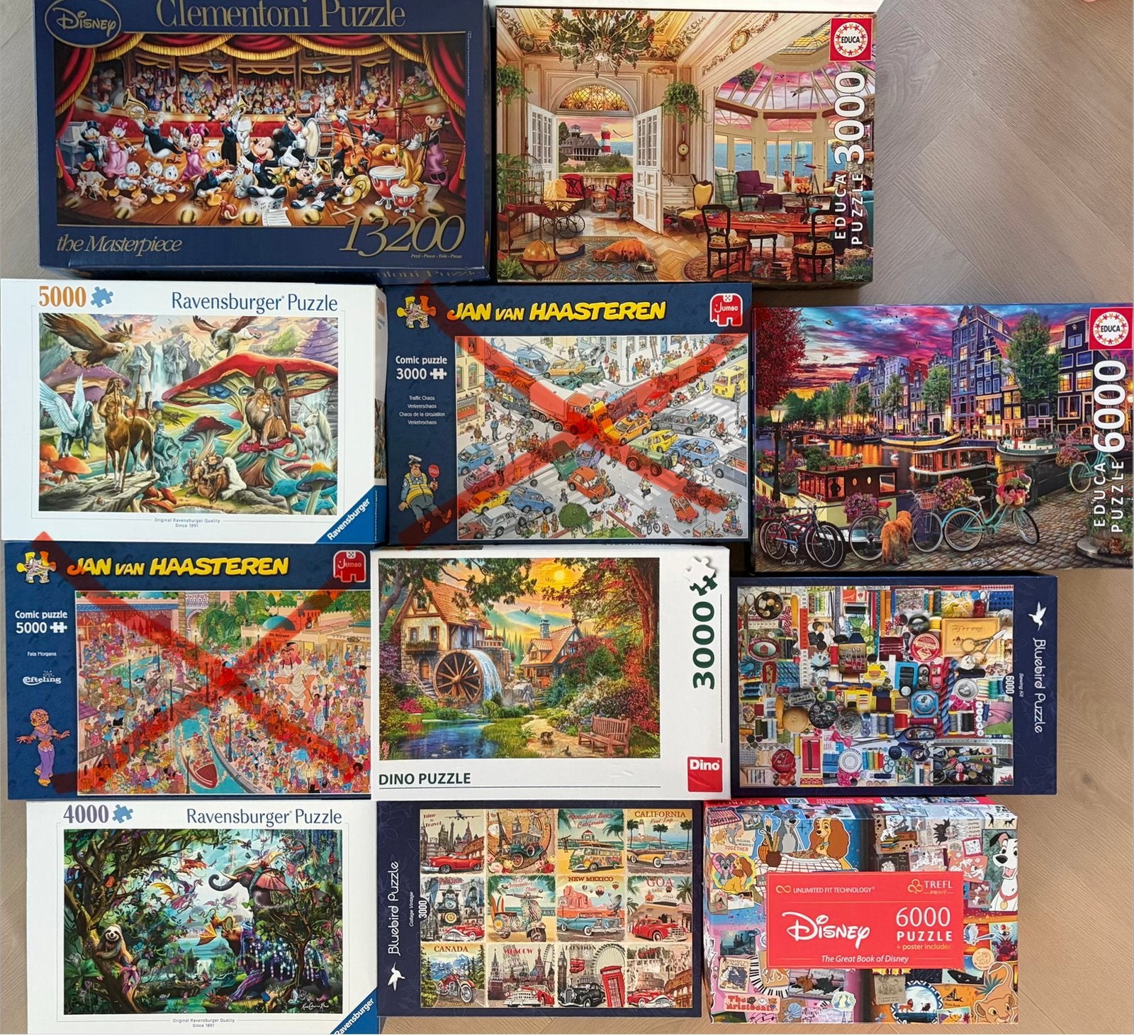 Diverse puzzels: 3000, 4000, 5000, 6000, 13200 stukjes, Ophalen of Verzenden, Meer dan 1500 stukjes, Zo goed als nieuw