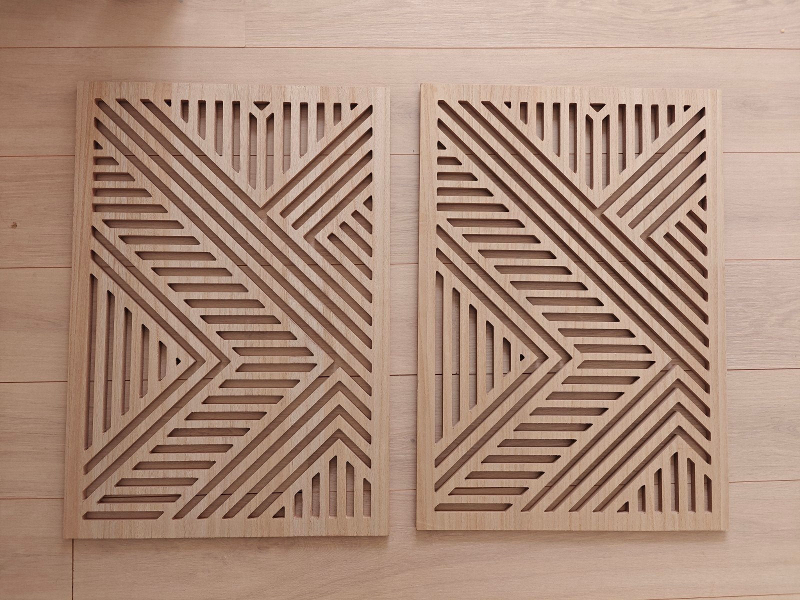 Decoratieve houten panelen 76x53cm - Set van 2, Hout, Ophalen of Verzenden, Zo goed als nieuw, Modern