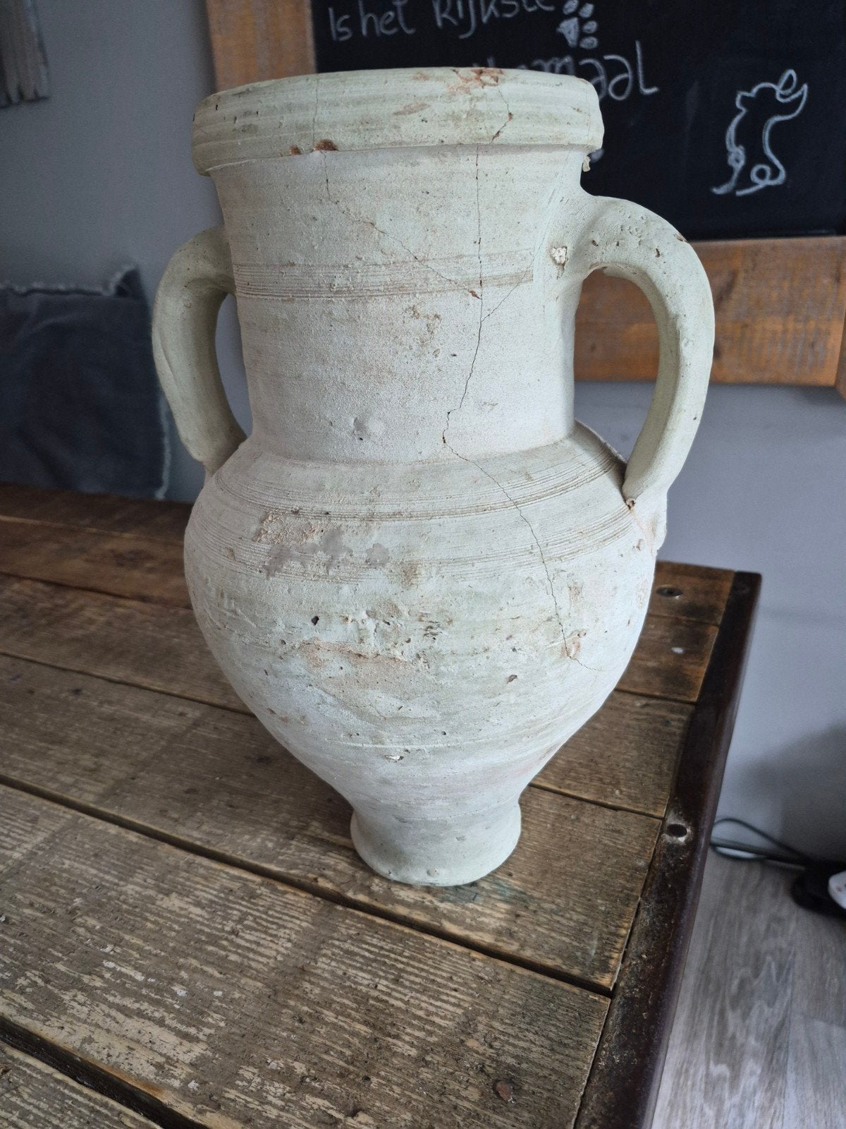 Oude kruik met scheur, 35 cm hoog, Antiek en Kunst, Ophalen of Verzenden