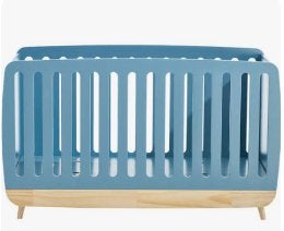 Ledikant blauw met eikenkleur, Ophalen, Zo goed als nieuw, Ledikant