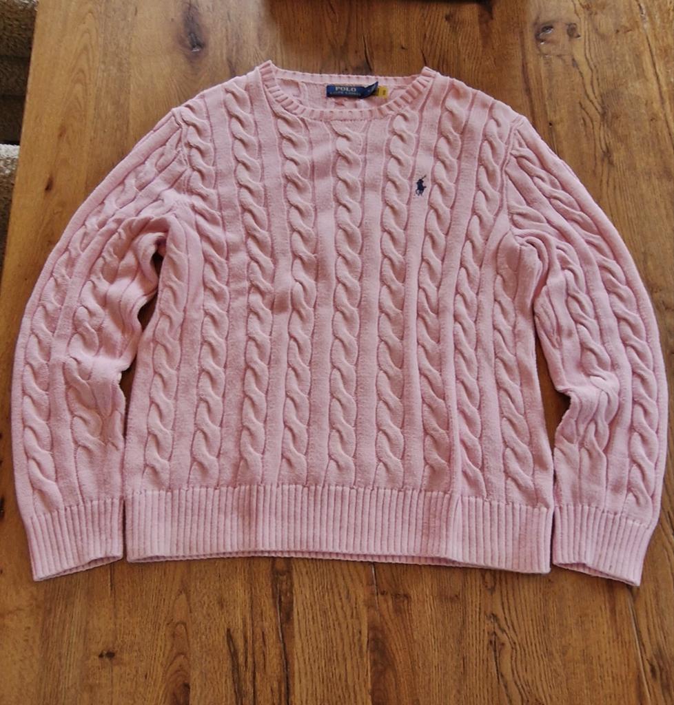 Roze Ralph Lauren kabeltrui - Maat M, Maat 48/50 (M), Ralph Lauren, Ophalen of Verzenden, Zo goed als nieuw