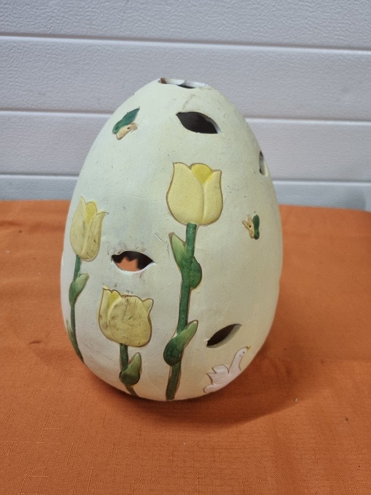 waxinehouder ei met tulpen aardewerk, Ophalen of Verzenden, 'T Olde Gre-j, Info@toldegrej.nl, Endepoelstraat 20f Didam