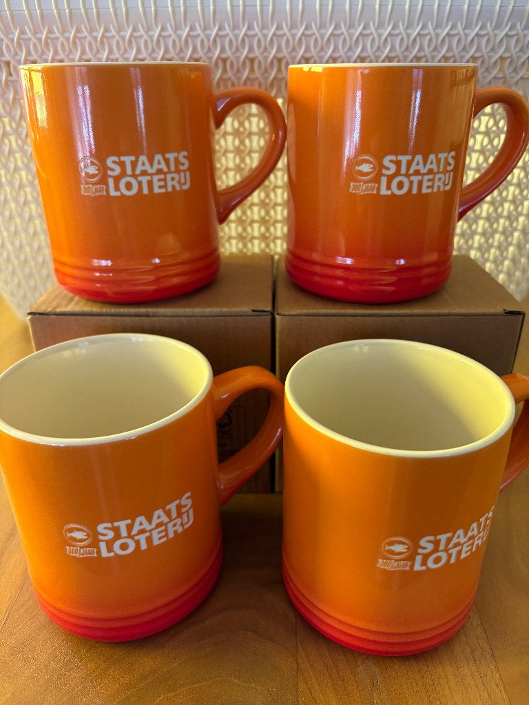 Te Koop: 4 Staatsloterij mokken, Nieuw, Overige stijlen, Aardewerk, Mok