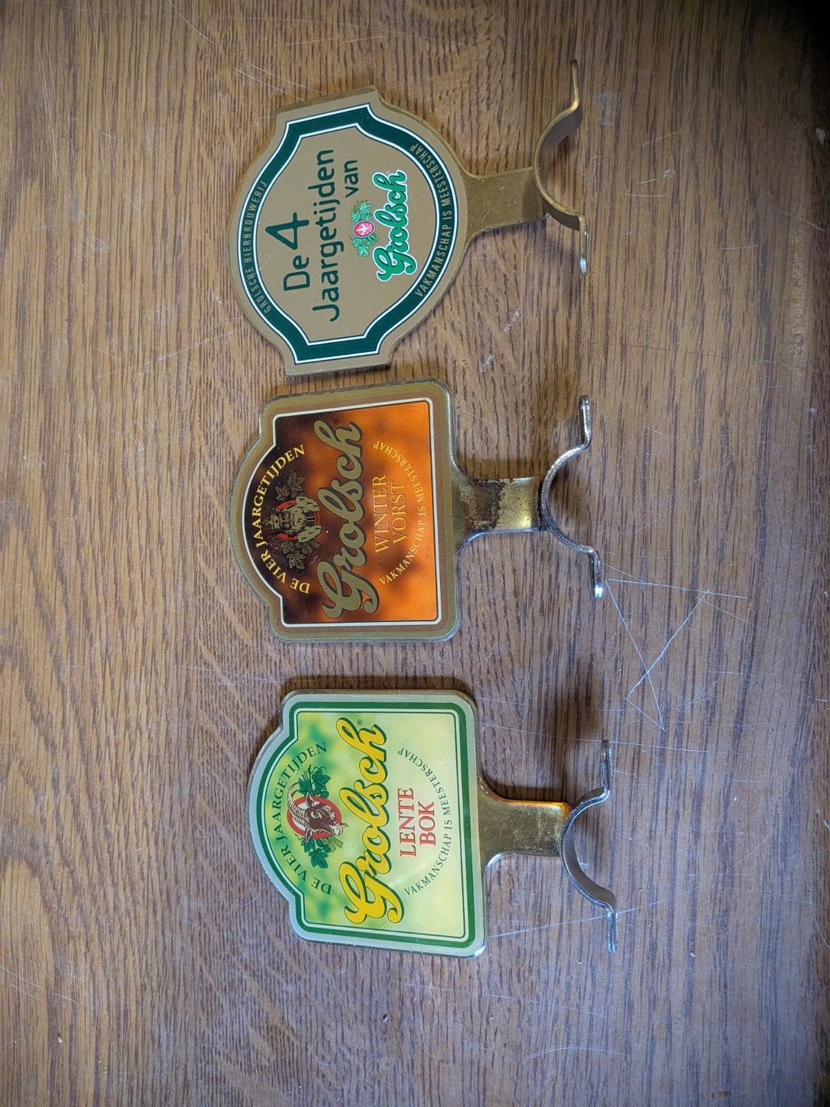 Grolsch De 4 Jaargetijden Bier Tap Handvatten (3 stuks), Verzamelen, Ophalen of Verzenden, Gebruikt, Overige typen, Grolsch