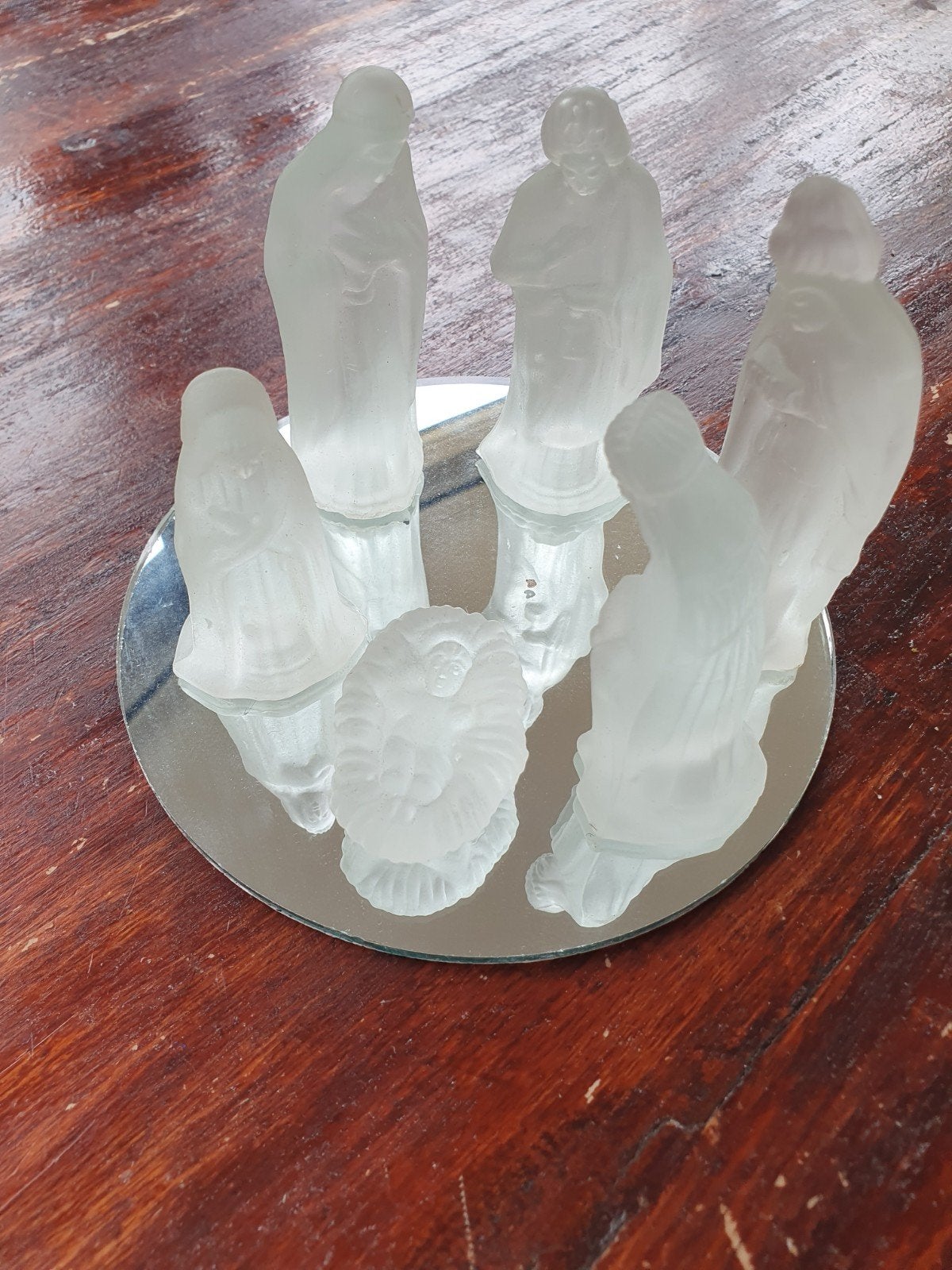 Kerststal Beeldjes Set - 7 Delig - Mat Glas, Ophalen of Verzenden, Zo goed als nieuw, Beeld(je), Christendom | Katholiek