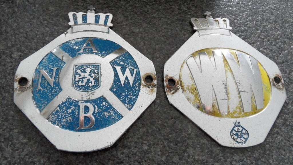 ANWB-Wegenwacht schildjes voor uw oldtimerauto 2 x, Verzenden, Gebruikt, Auto's