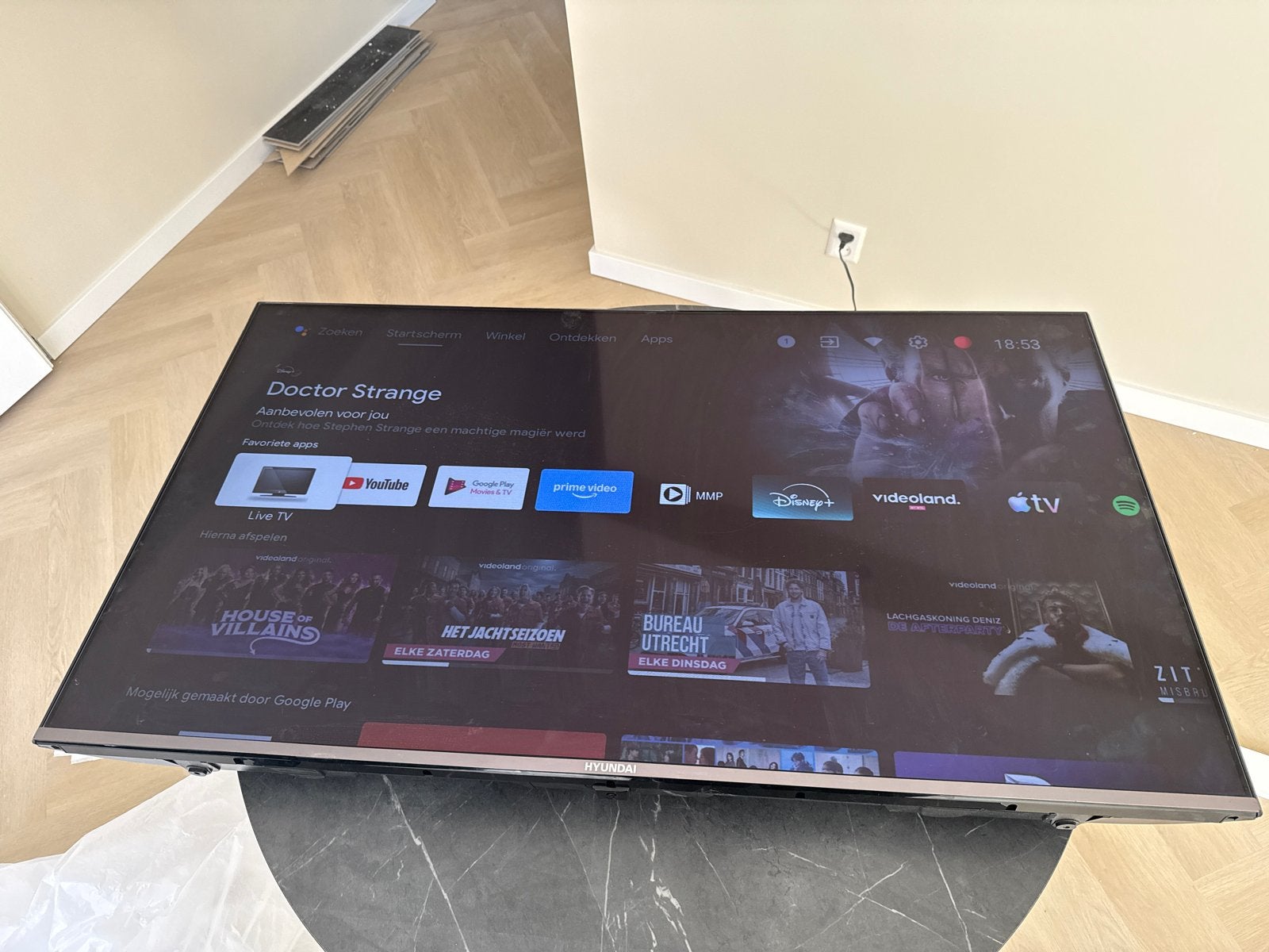 Hyundai 55 inch Smart TV met afstandsbediening (geen pootjes, Gebruikt, 100 cm of meer, Smart TV, Ophalen