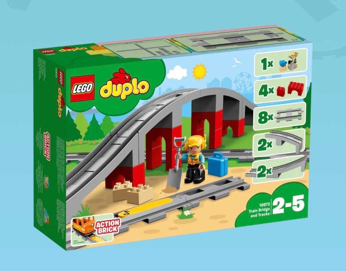 LEGO Duplo Treinbrug en Rails (10872 & 10882), Ophalen, Zo goed als nieuw, Overige merken
