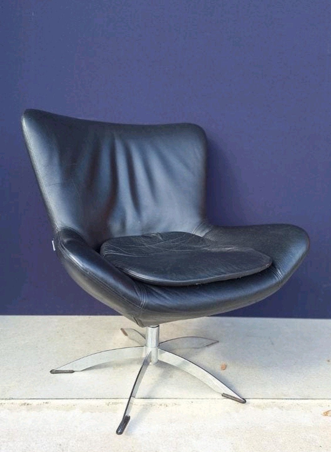 Vintage design draai fauteuil, Hjort Knudsen, Scandinavisch, Gebruikt, Vintage, Ophalen of Verzenden, Nvt