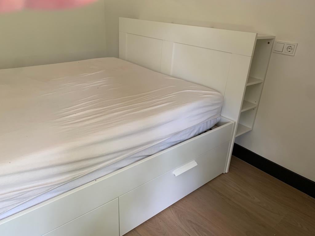 Bed + emma matras, Ophalen, Wit, Tweepersoons, Zo goed als nieuw