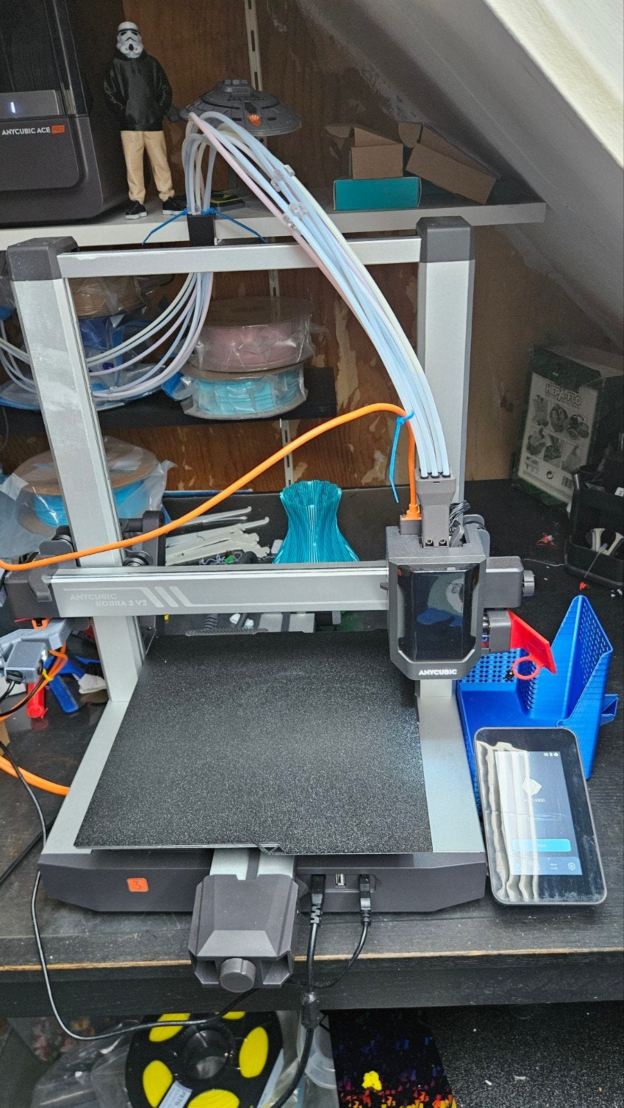 Anycubic Kobra 3 v2 combo mat twee Ace pro units, Ophalen, Ingebouwde Wi-Fi, Zo goed als nieuw, Filament