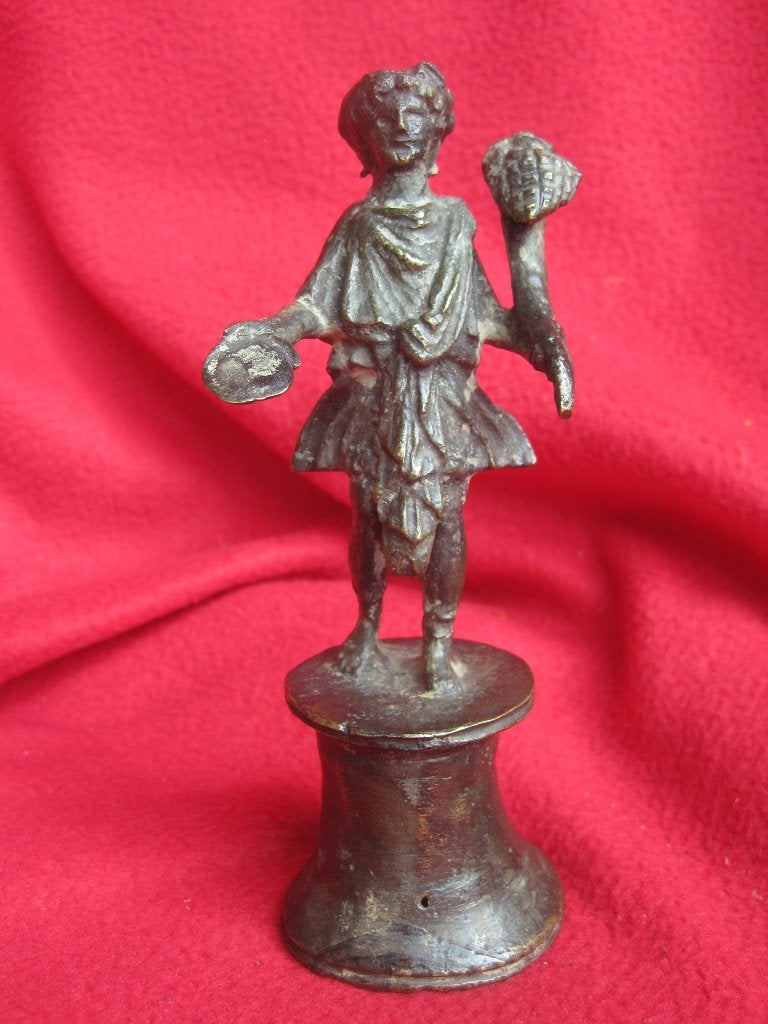 Beeldje bronzen Lar ( huisgeest ) Romeins, Ophalen of Verzenden, Gebruikt, Religie