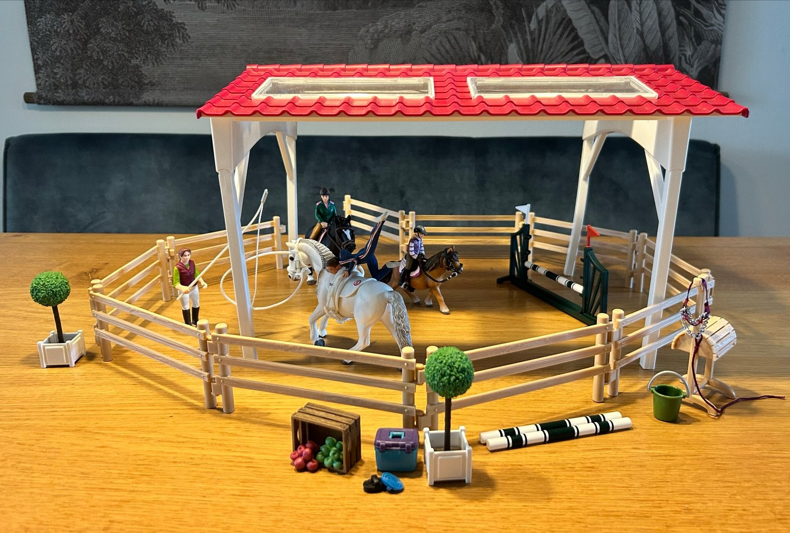 Schleich Paardenmanege met Ruiters en Accessoires 42389, Ophalen of Verzenden, Zo goed als nieuw