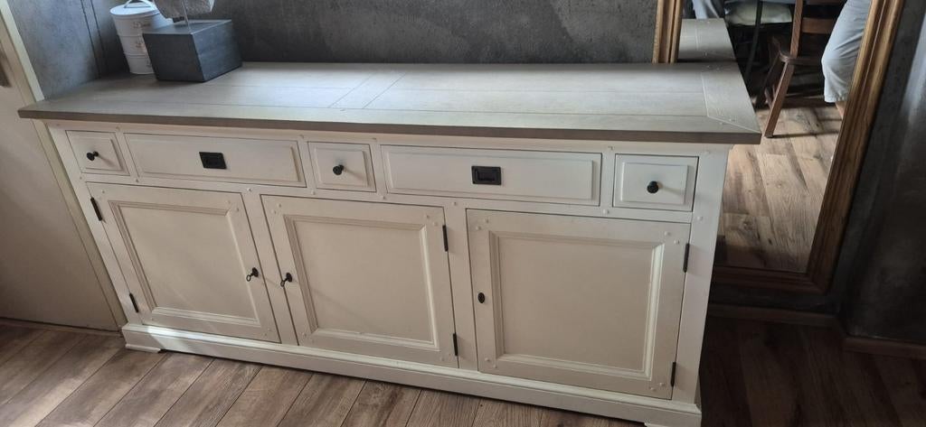 Landelijk TV-meubel / Dressoir met opbergruimte en salontafe, Ophalen, Gebruikt, 150 tot 200 cm, 25 tot 50 cm