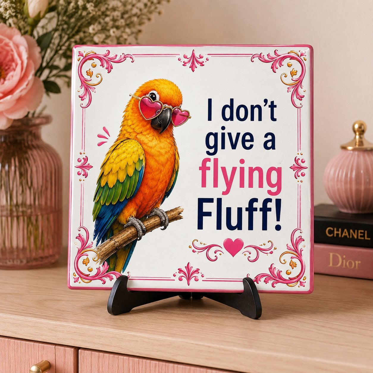 I don’t give a flying Fluff - Zonparkiet tegel, Ophalen of Verzenden, Nieuw