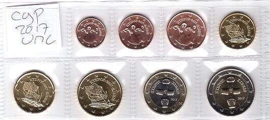 UNC set Cyprus 2017 - 1 cent t/m 2 euro, Postzegels en Munten, Verzenden, Cyprus, Overige waardes, Setje