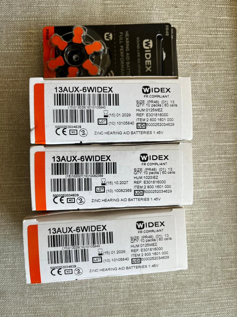 Widex Hoortoestel Batterijen 1.45V PR48 3 doosjes à 60 stuks, Ophalen of Verzenden, Nieuw