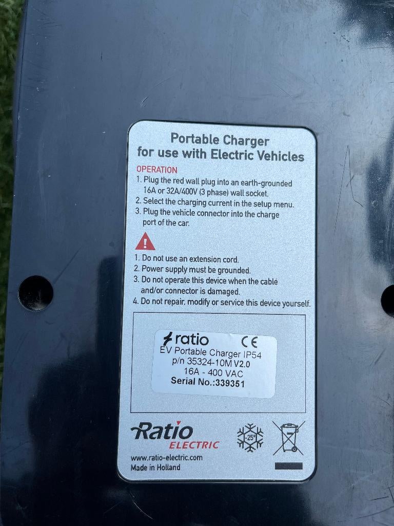 Ratio Mobiele lader type 2 naar CEE - 3 fase 16A - 10 meter, Auto diversen, Laadpalen, Ophalen of Verzenden, Gebruikt, Laadpaal en Laadkabel