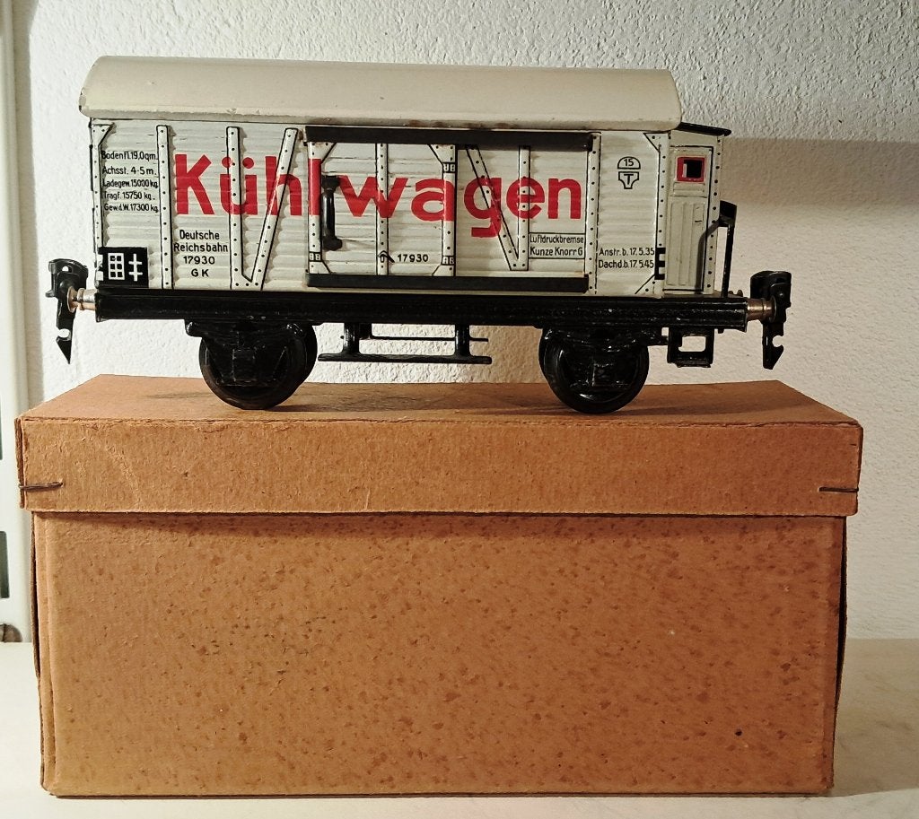 Marklin spoor 0 1793 koelwagen jaren 30, 18,5 cm in doos, Ophalen of Verzenden