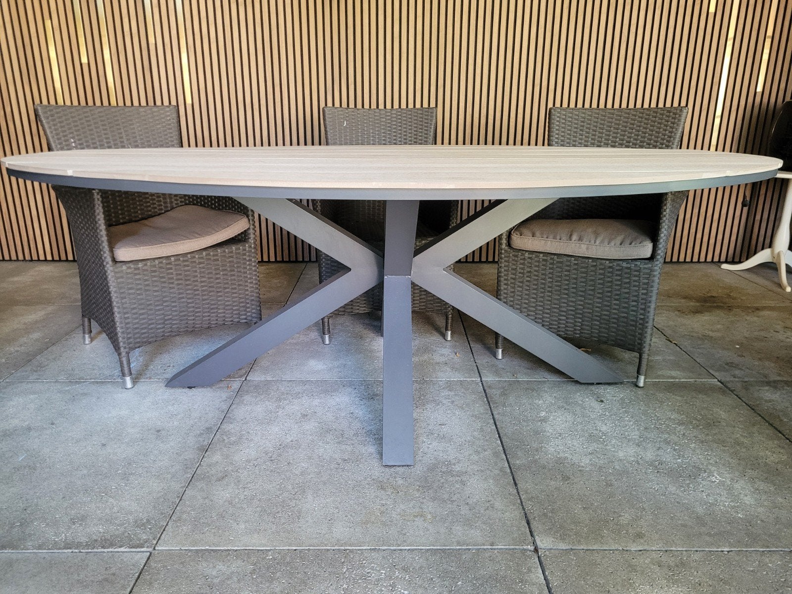 Tuinset: Garden Impressions tuintafel met 6 stoelen, Tuin en Terras, Ophalen, Zo goed als nieuw, Ovaal, Kunststof