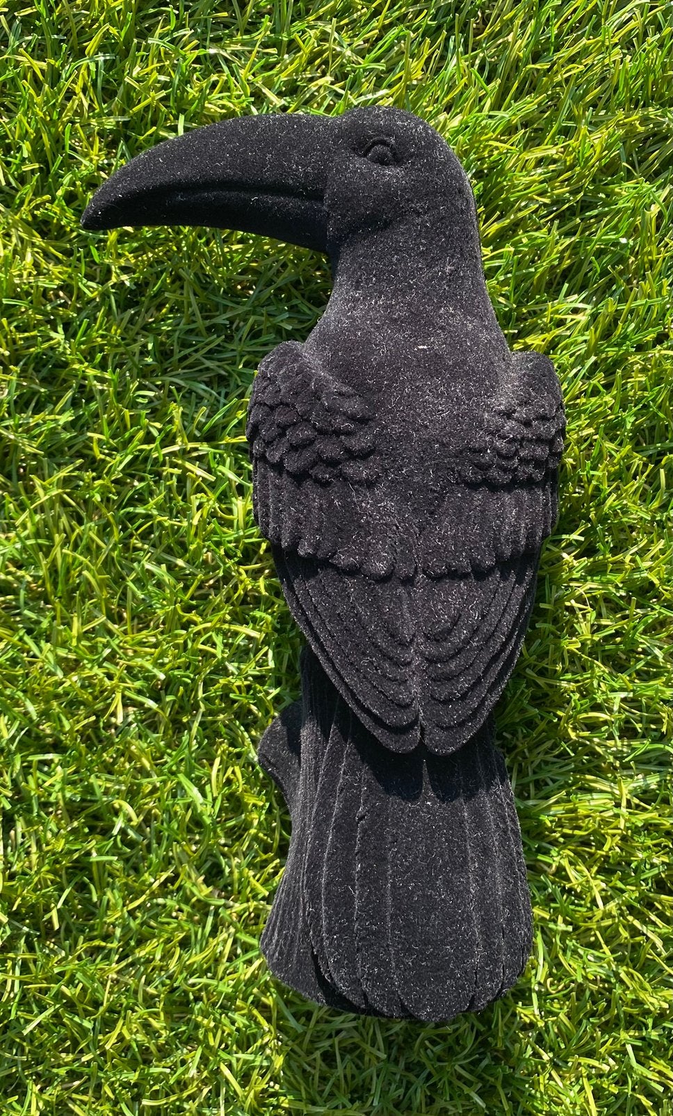Decoratieve zwarte fluwelen papegaai / toekan, Karwei, Ophalen of Verzenden, Zo goed als nieuw, Zwart, Kunststof