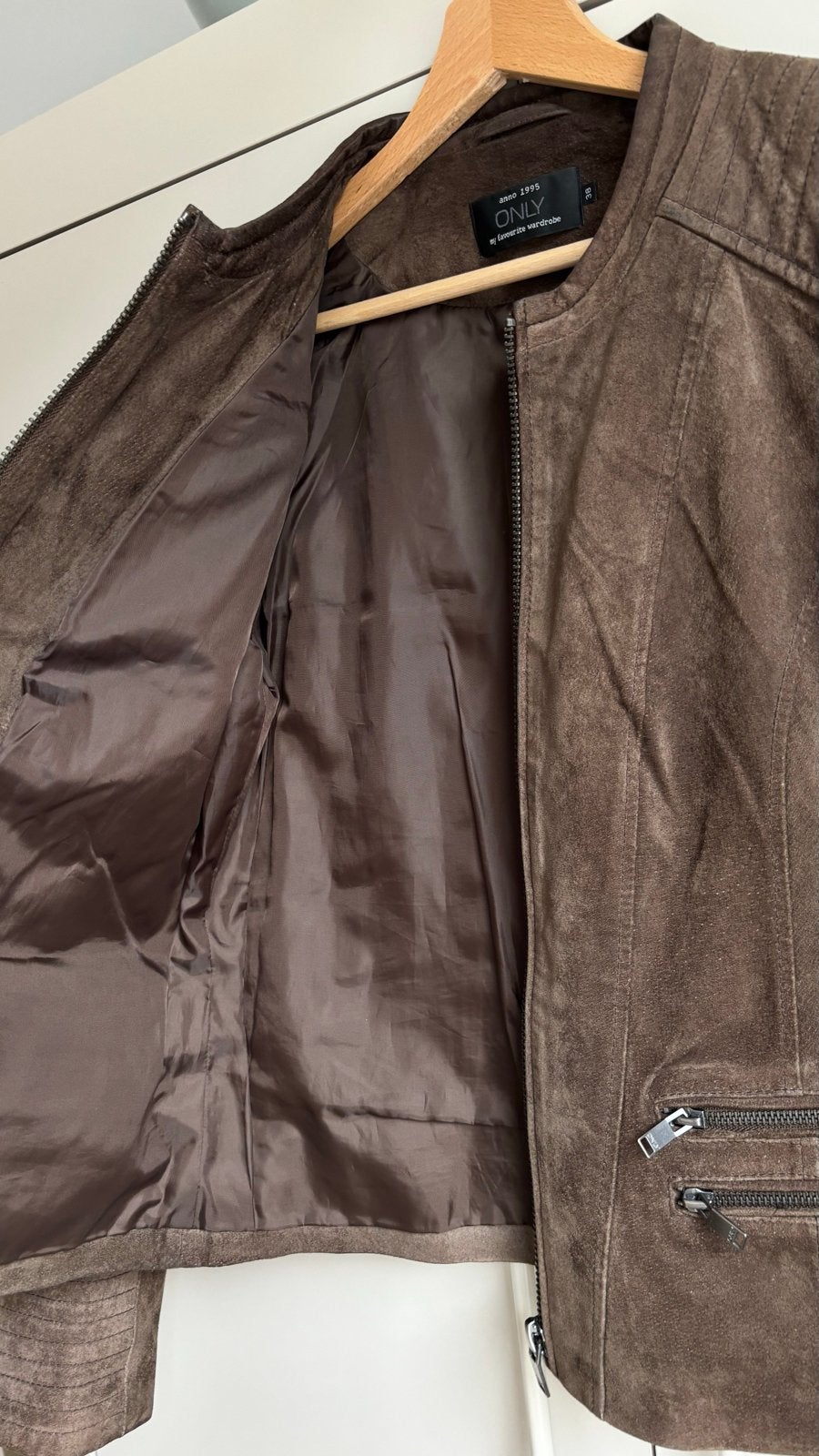 100% Leren Bomberjack - Maat 36 (S), Kleding | Dames, Ophalen of Verzenden, Zo goed als nieuw, Maat 36 (S), Bruin