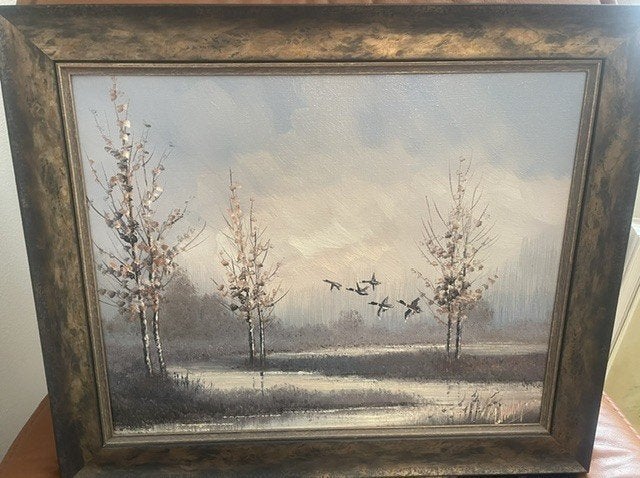 Schilderij winter landschap, Ophalen, Doek, Realistisch, Origineel werk