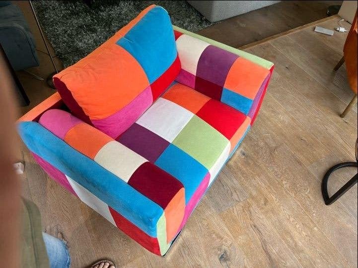 Fauteuil Muze Patchwork Kubus Chroom, Ophalen, Gebruikt, Modern, kleurrijk, Minder dan 75 cm