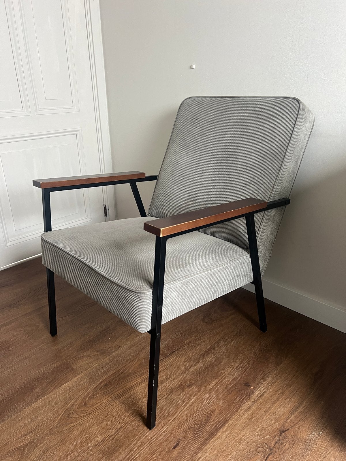 Twee Woood fauteuilles grijs- zo goed als nieuw, Ophalen, Twee, Zo goed als nieuw, Grijs