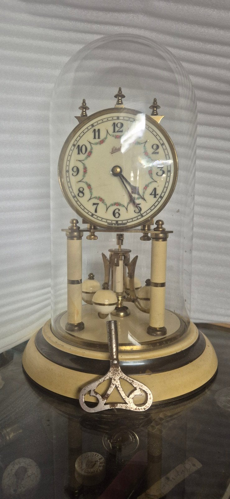 Antieke Schatz Pendule Klok onder Glazen Stolp, Ophalen of Verzenden