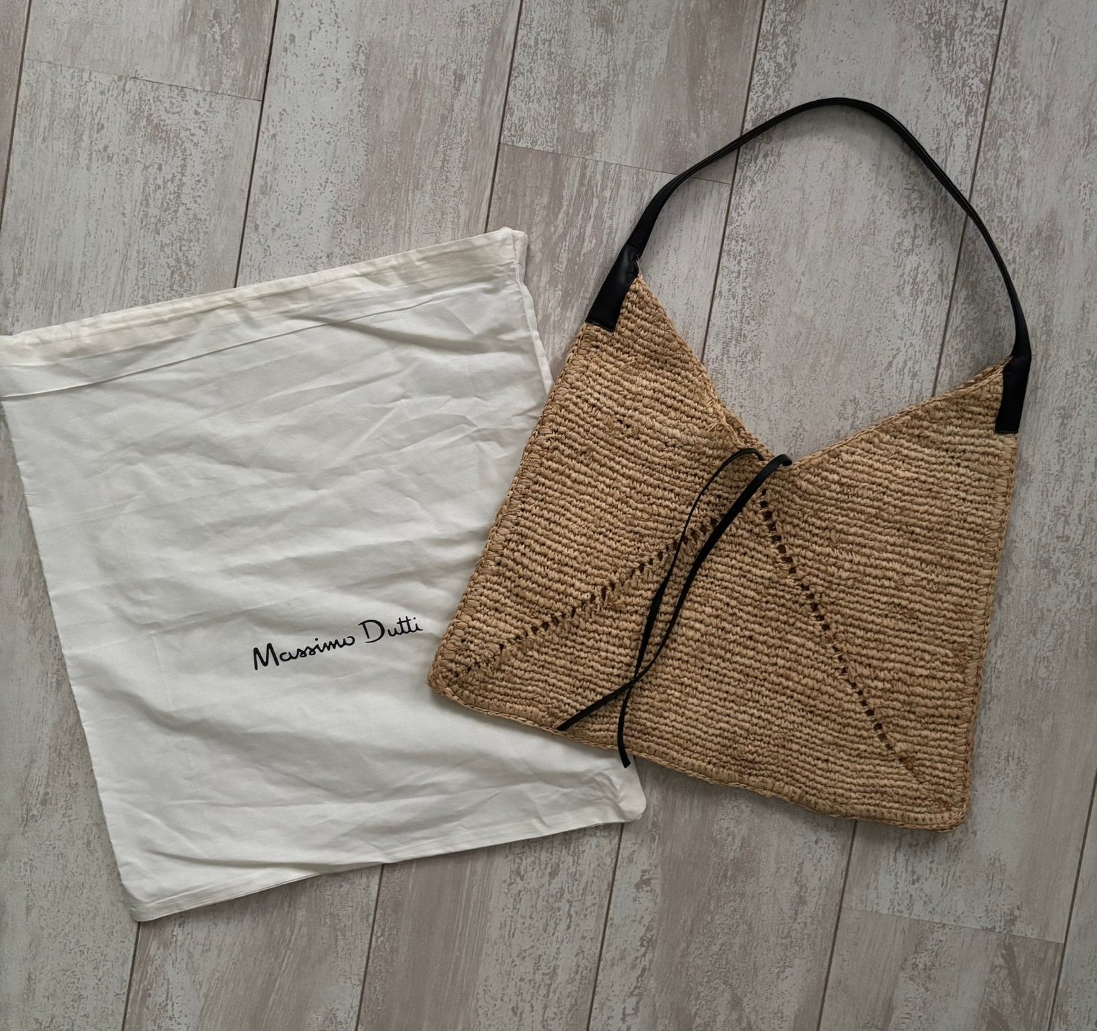 Raffia tas Massimo Dutti, Ophalen of Verzenden, Zo goed als nieuw, Beige, Shopper