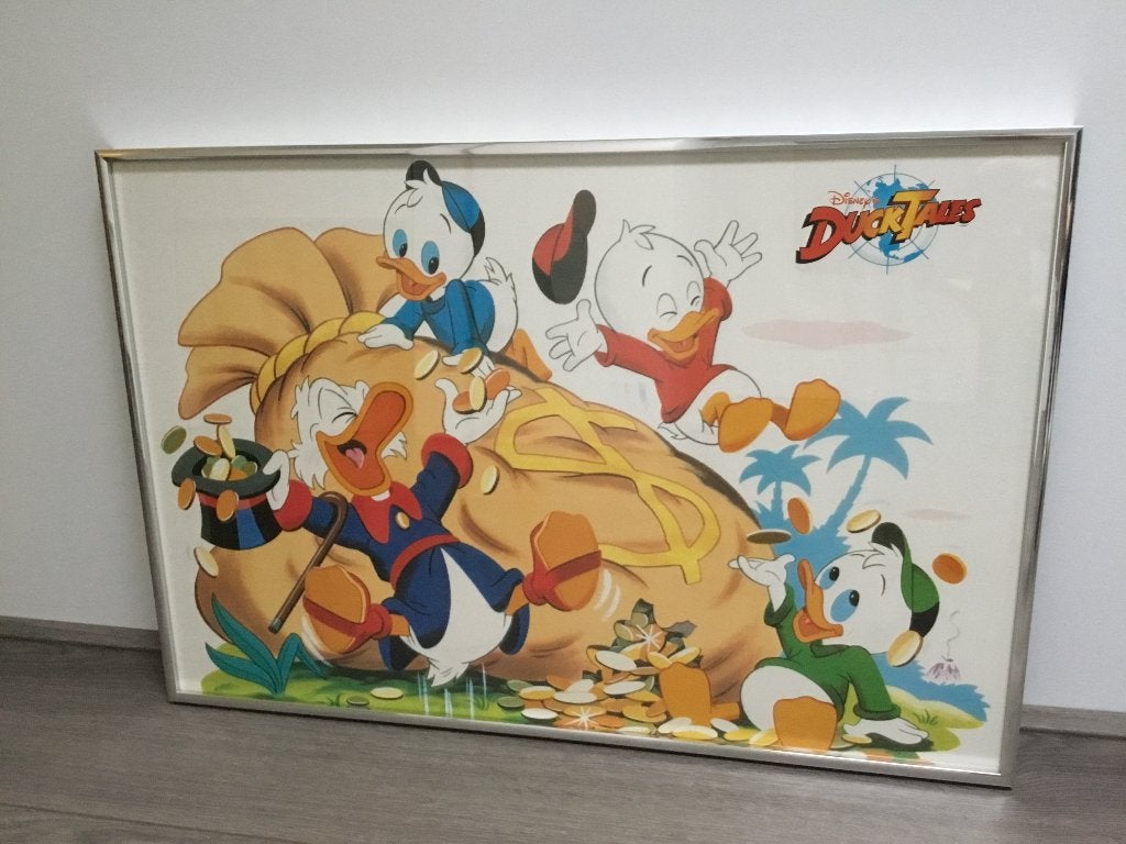 Ducktales poster met Oom Dagobert, Verzamelen, Ophalen of Verzenden, Overige figuren, Zo goed als nieuw, Plaatje of Poster