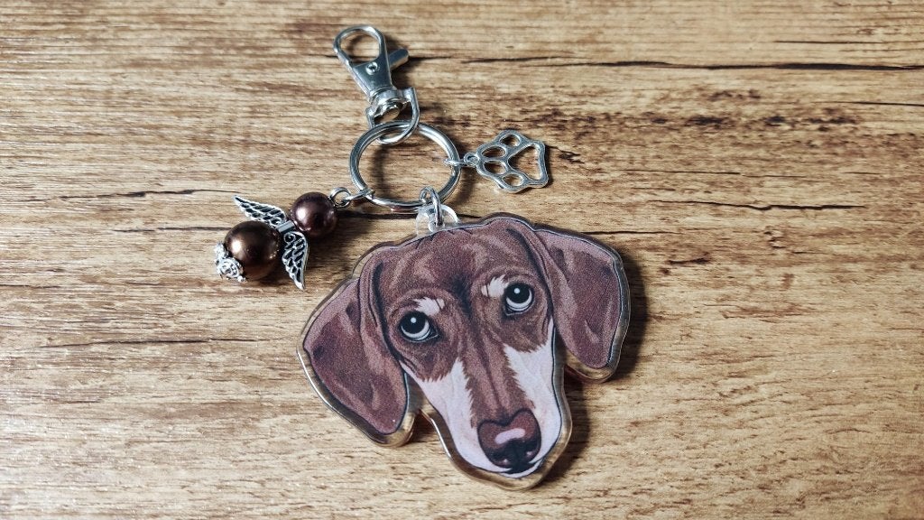 Prachtige tas/sleutelhanger Teckel Dachshund beschermengel, Overige merken, Verzenden, Nieuw, Overige typen