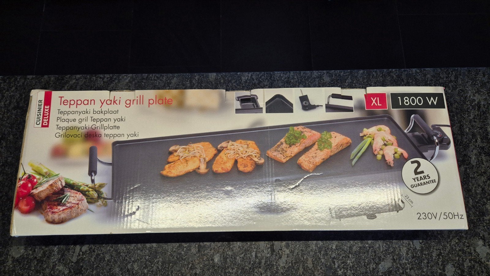 Cuisinier Deluxe Teppanyaki Grillplaat XL 1800W, Witgoed en Apparatuur, Grillplaten, Ophalen, Nieuw