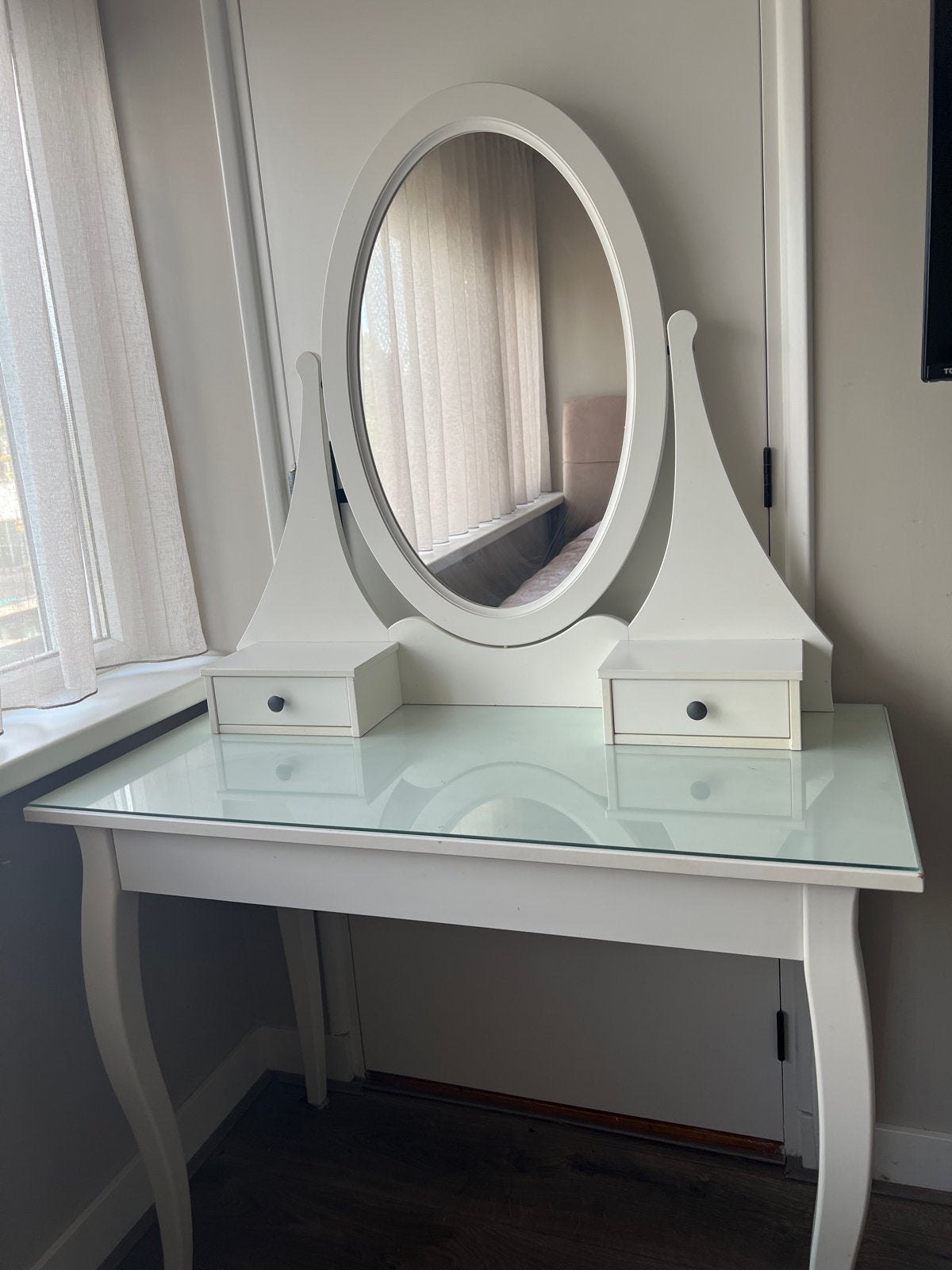 IKEA Hemnes kaptafel met spiegel en lades, Ophalen, 100 tot 150 cm, 50 tot 100 cm, Zo goed als nieuw