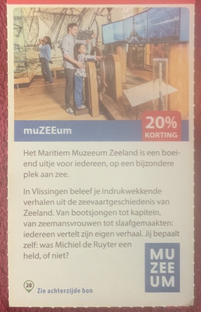 MuZEEum in Vlissingen Voordeelbon, Drie personen of meer, Museumbon