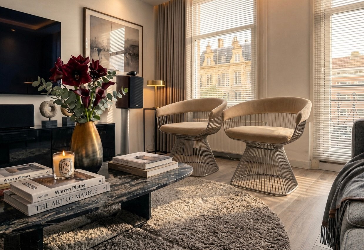 Design Stoelen Beige stof Hotelchique ,stijlvol ,en tijdloos, Ophalen, 75 m² of meer, Beige, Overige typen