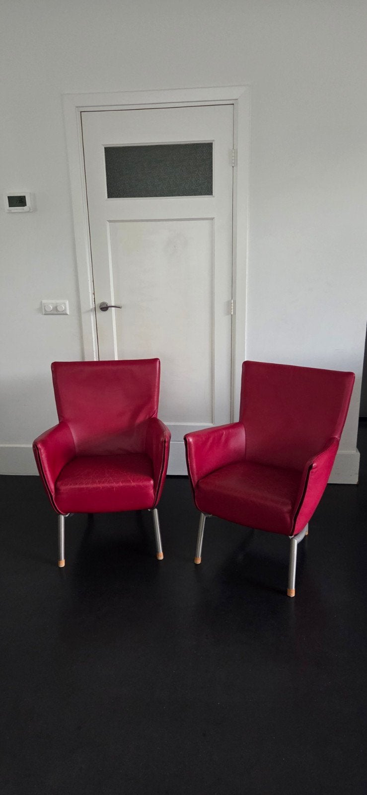 Design Label v/d Berg Foxxy stoelen - Rood leer, Modern design, Gebruikt, Twee, Ophalen of Verzenden