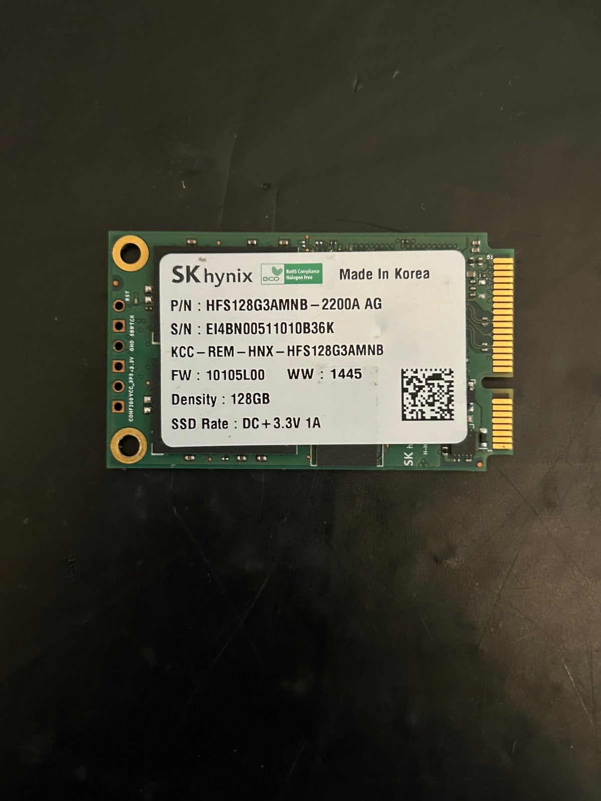 SKhynix MSata 128 GB SSD, Ophalen of Verzenden, Zo goed als nieuw, Laptop