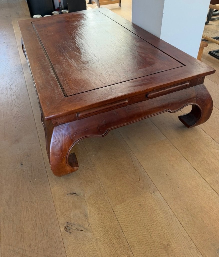 Unieke massief houten salontafel, Ophalen, Overige materialen, Gebruikt, 100 tot 150 cm