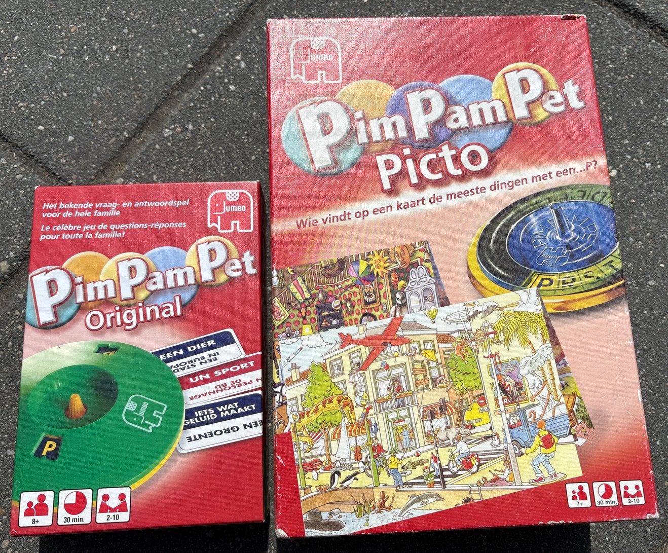 Pim Pam Pet Original & Pim Pam Pet Picto spelletjes!, Vijf spelers of meer, Ophalen of Verzenden, Gebruikt