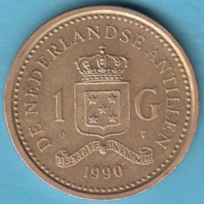 Nederlandse Antillen 1 gulden 1990 Beatrix in munthouder, Postzegels en Munten, Ophalen of Verzenden, Koningin Beatrix, 1 gulden